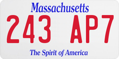 MA license plate 243AP7