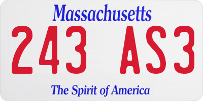 MA license plate 243AS3