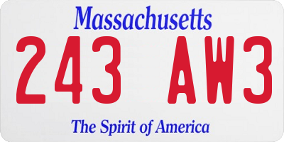 MA license plate 243AW3
