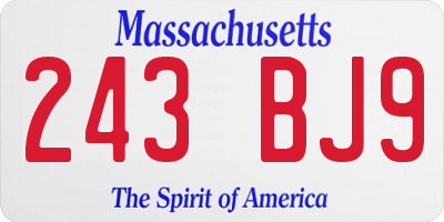 MA license plate 243BJ9