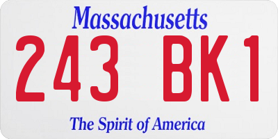 MA license plate 243BK1