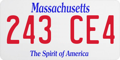 MA license plate 243CE4