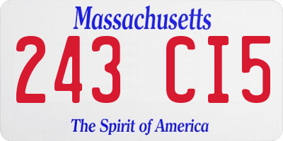 MA license plate 243CI5