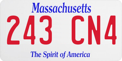 MA license plate 243CN4