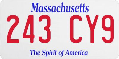 MA license plate 243CY9