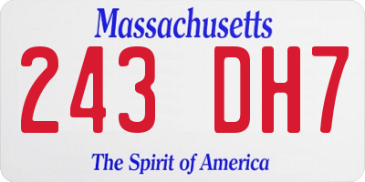 MA license plate 243DH7