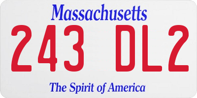 MA license plate 243DL2