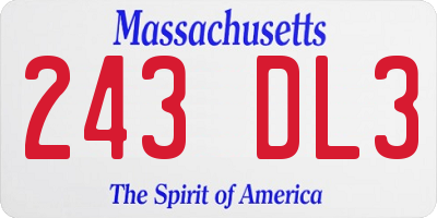 MA license plate 243DL3