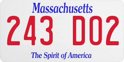 MA license plate 243DO2