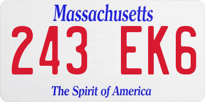 MA license plate 243EK6