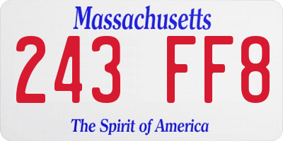 MA license plate 243FF8