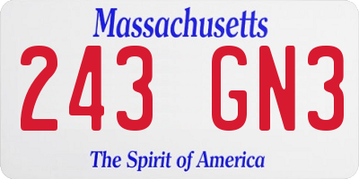 MA license plate 243GN3