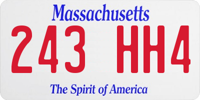 MA license plate 243HH4