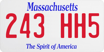 MA license plate 243HH5