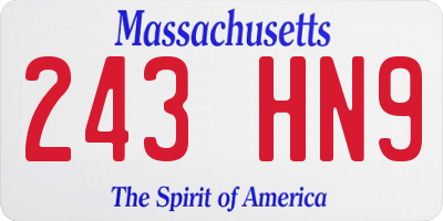MA license plate 243HN9
