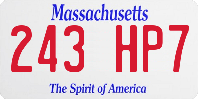 MA license plate 243HP7