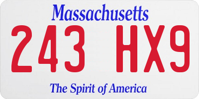 MA license plate 243HX9