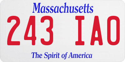 MA license plate 243IA0