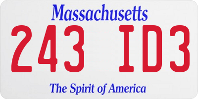 MA license plate 243ID3