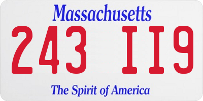MA license plate 243II9