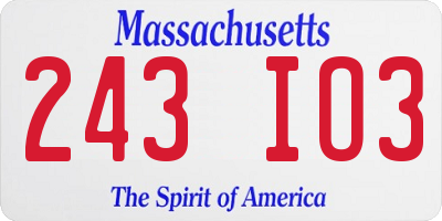MA license plate 243IO3