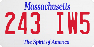 MA license plate 243IW5