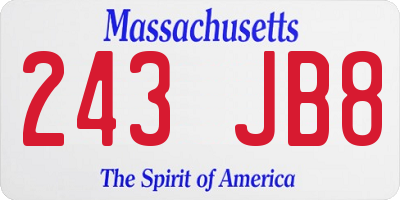 MA license plate 243JB8