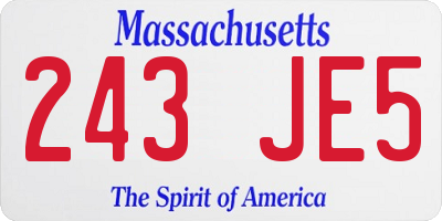 MA license plate 243JE5