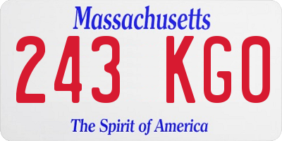 MA license plate 243KG0