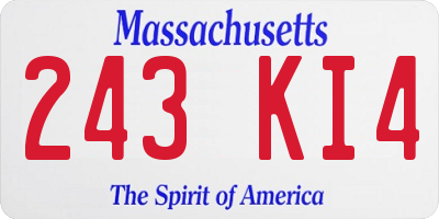 MA license plate 243KI4