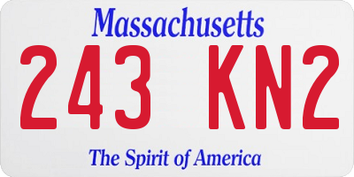 MA license plate 243KN2