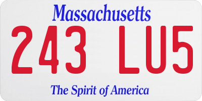 MA license plate 243LU5
