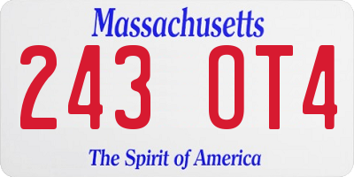 MA license plate 243OT4