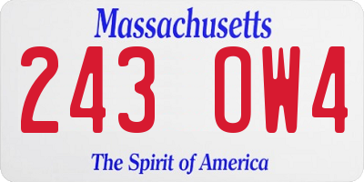 MA license plate 243OW4