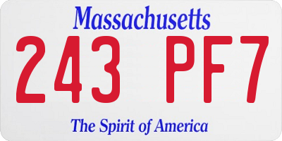 MA license plate 243PF7