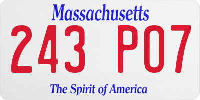 MA license plate 243PO7