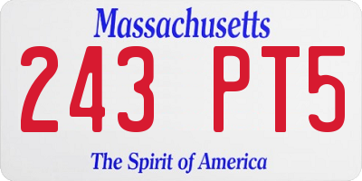MA license plate 243PT5