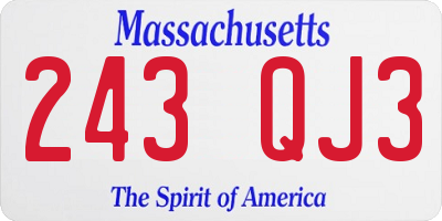 MA license plate 243QJ3
