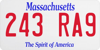 MA license plate 243RA9