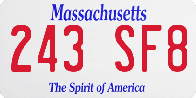 MA license plate 243SF8
