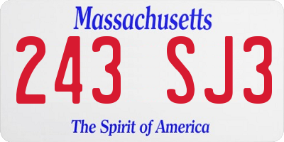 MA license plate 243SJ3