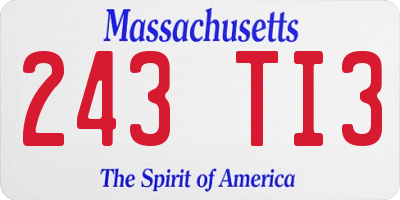 MA license plate 243TI3