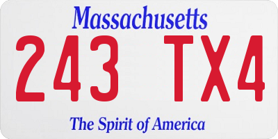 MA license plate 243TX4