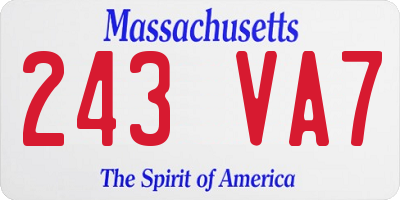 MA license plate 243VA7