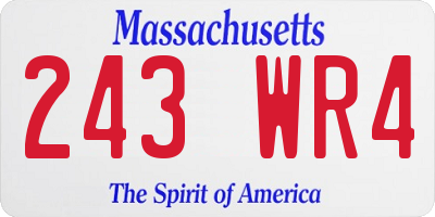 MA license plate 243WR4