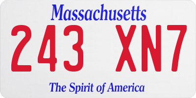 MA license plate 243XN7