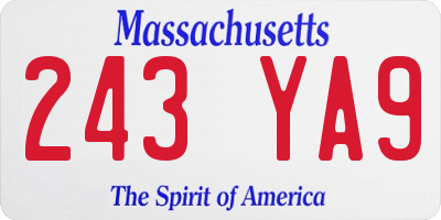 MA license plate 243YA9