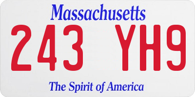 MA license plate 243YH9