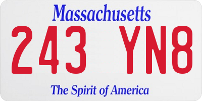 MA license plate 243YN8