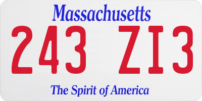 MA license plate 243ZI3